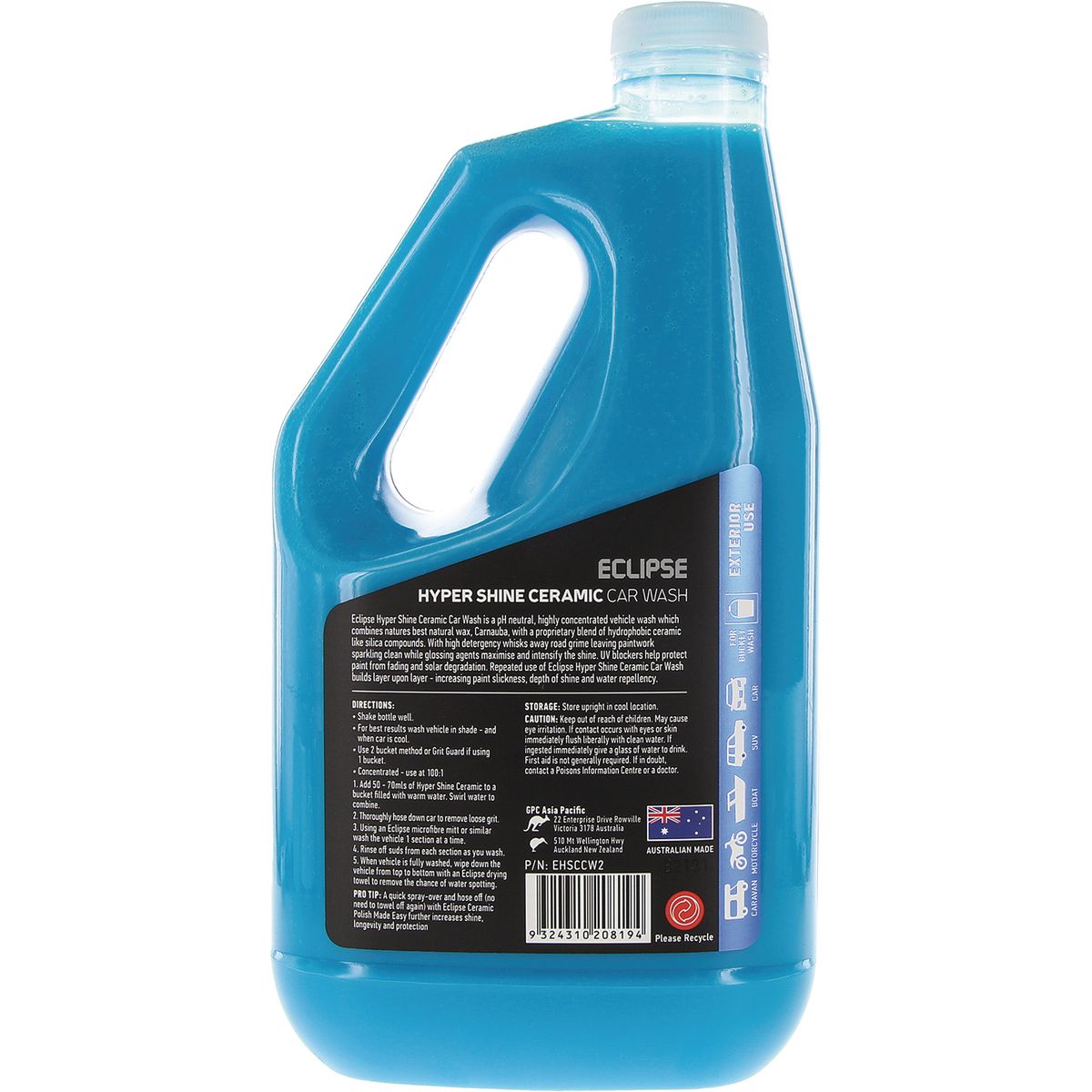 Eclipse Hyper Shine Ceramic Car Wash Shampoo 2L EHSCCW2