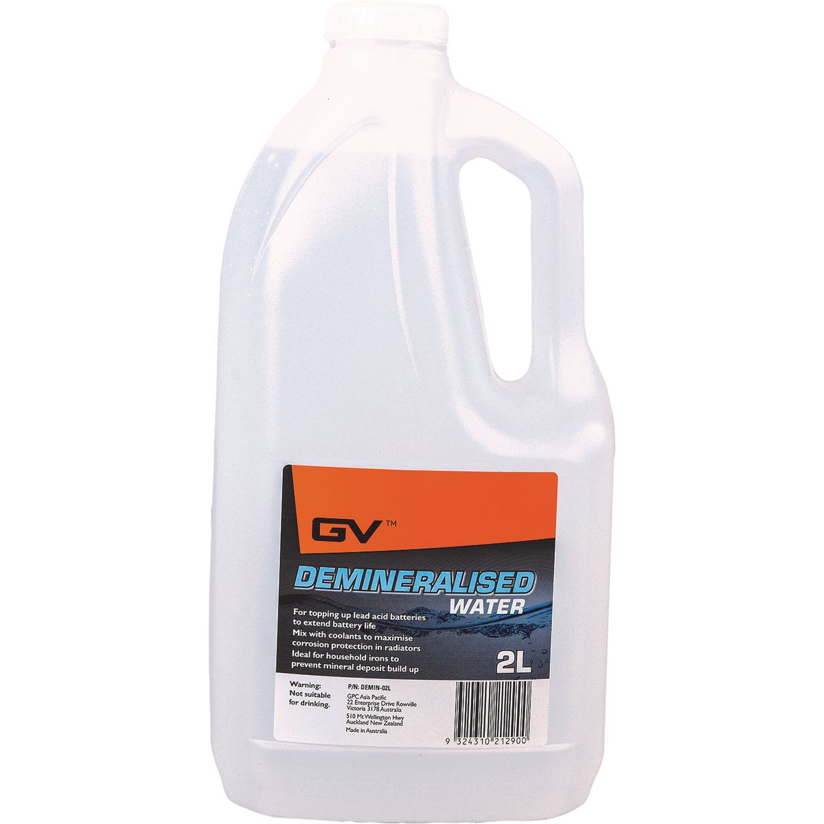 GV Oils Demineralised Water 2L DEMIN-02L