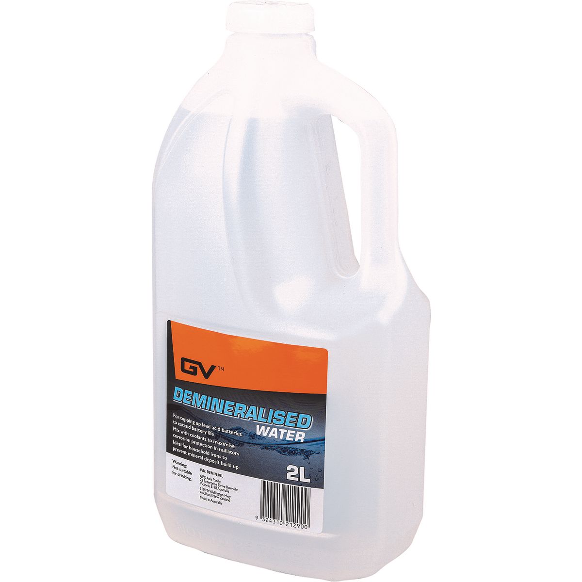 GV Oils Demineralised Water 2L DEMIN-02L