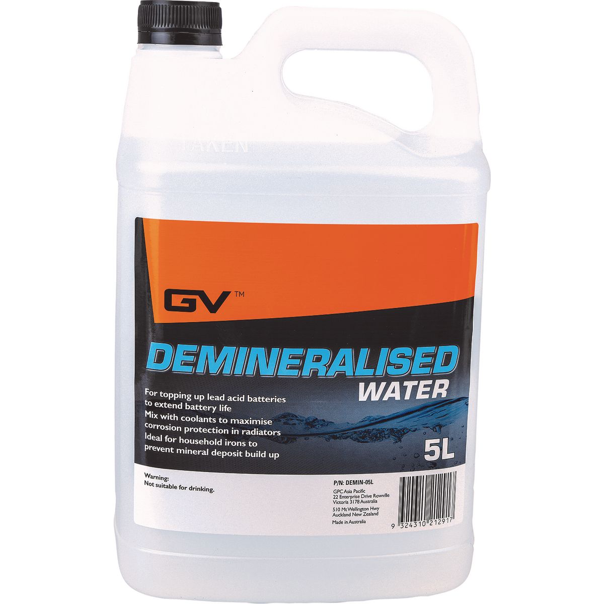 GV Oils Demineralised Water 5L DEMIN-05L