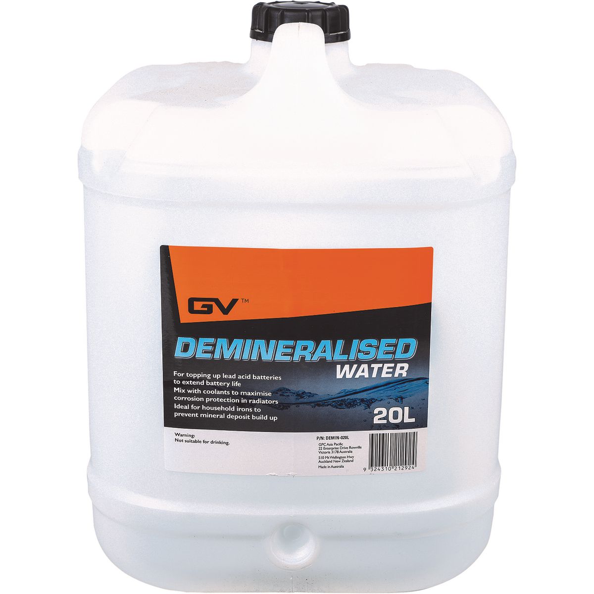 GV Oils Demineralised Water 20L DEMIN-020L