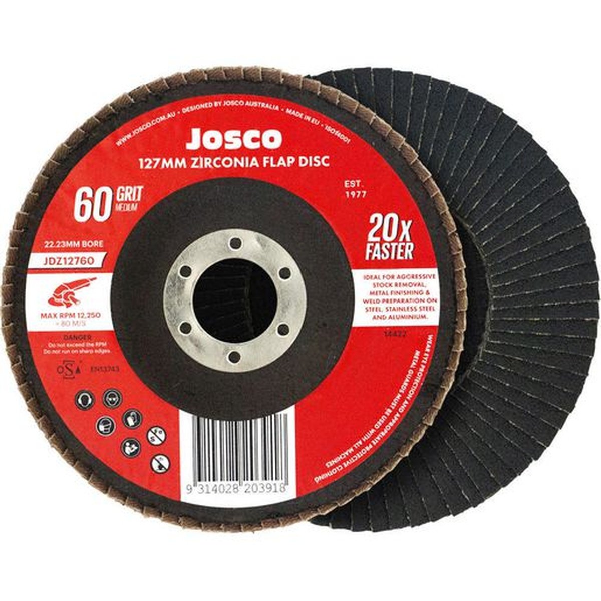 Josco Zirconia 127mm Flap Disc 60 Grit JDZ12760
