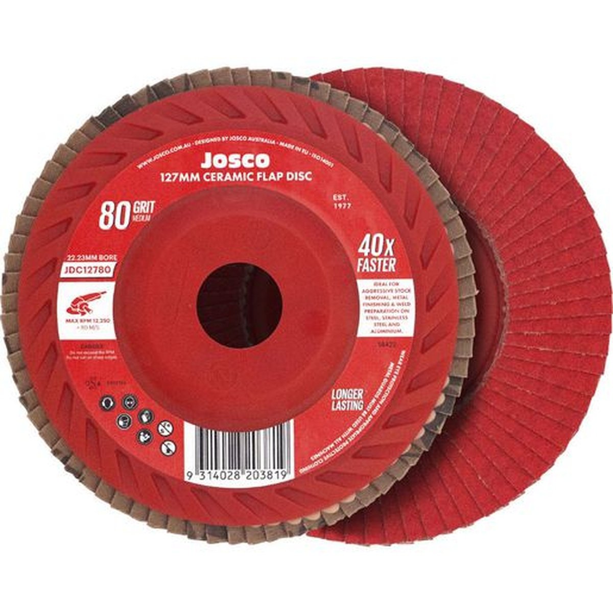 Josco 127mm Ceramic Flap Disc 80 Grit JDC12780