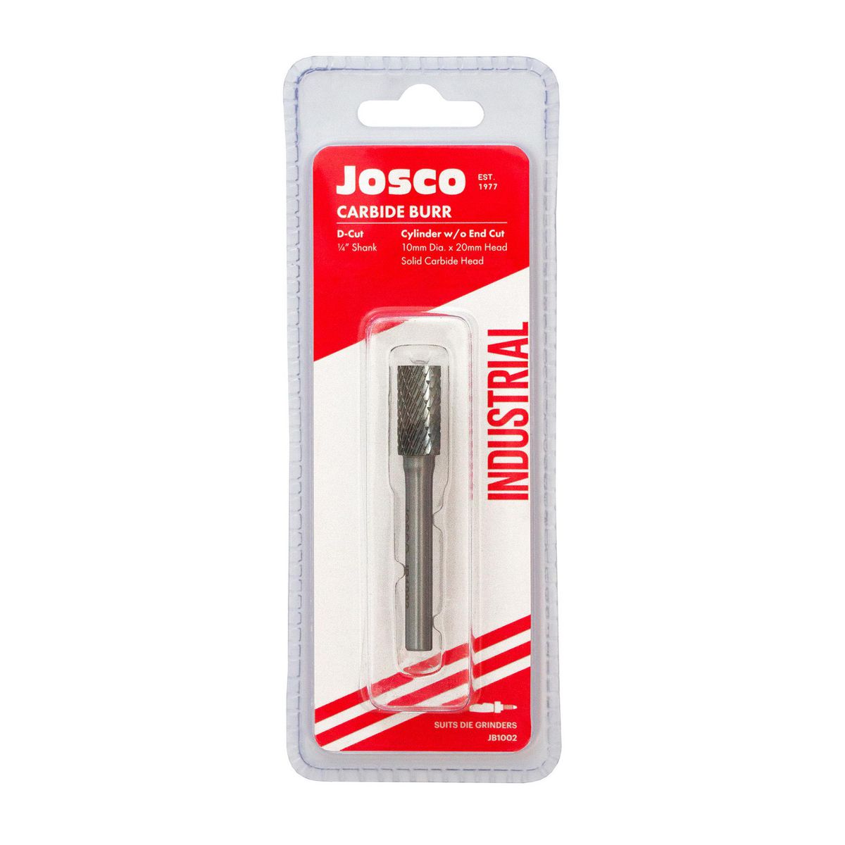 Josco 10mm x 20mm D-Cut Carbide Burr No End Cut Cylinder JB1002