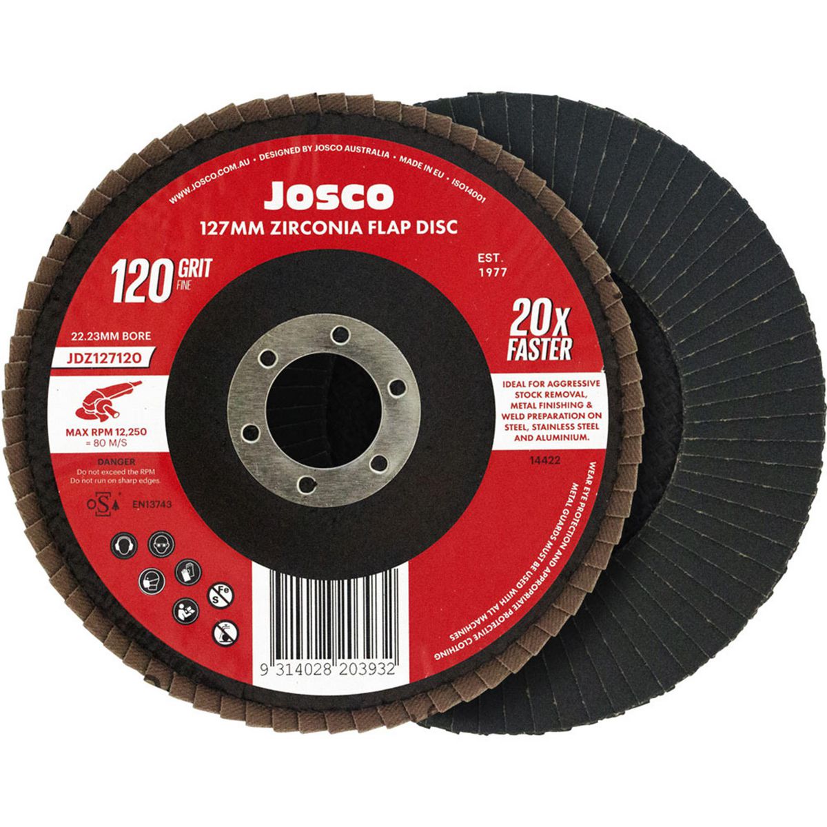 Josco Zirconia 127mm Flap Disc 120 Grit JDZ127120