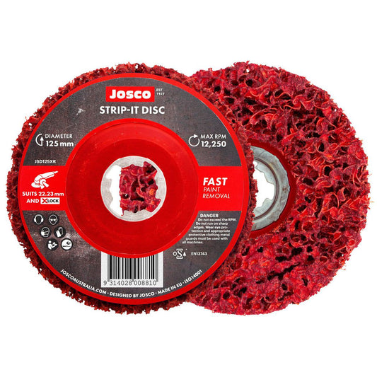Josco X-Lock 125mm Strip-It Disc Red Plastic Back JSD125XR