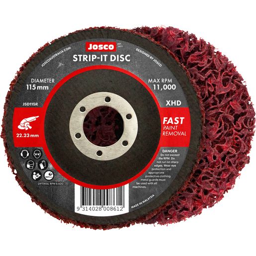 Josco Strip It Disc 115mm Red 22mm Bore Fibreglass Back JSD115R