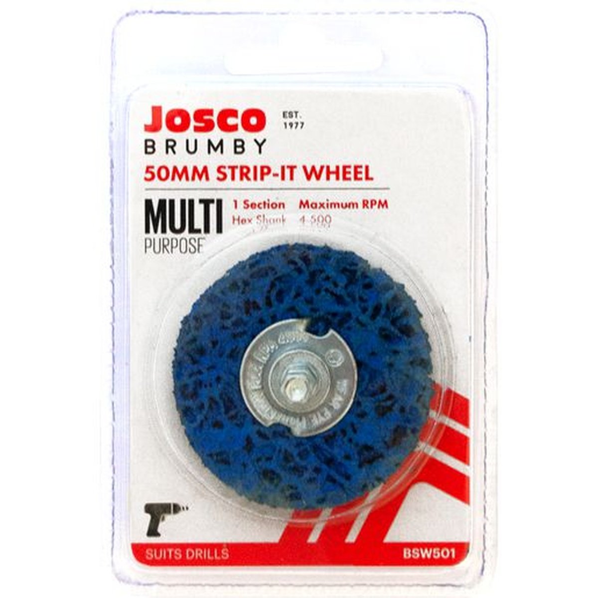 Josco 50mm Spindle-Mounted Strip-It Wheel 1 Section BSW501