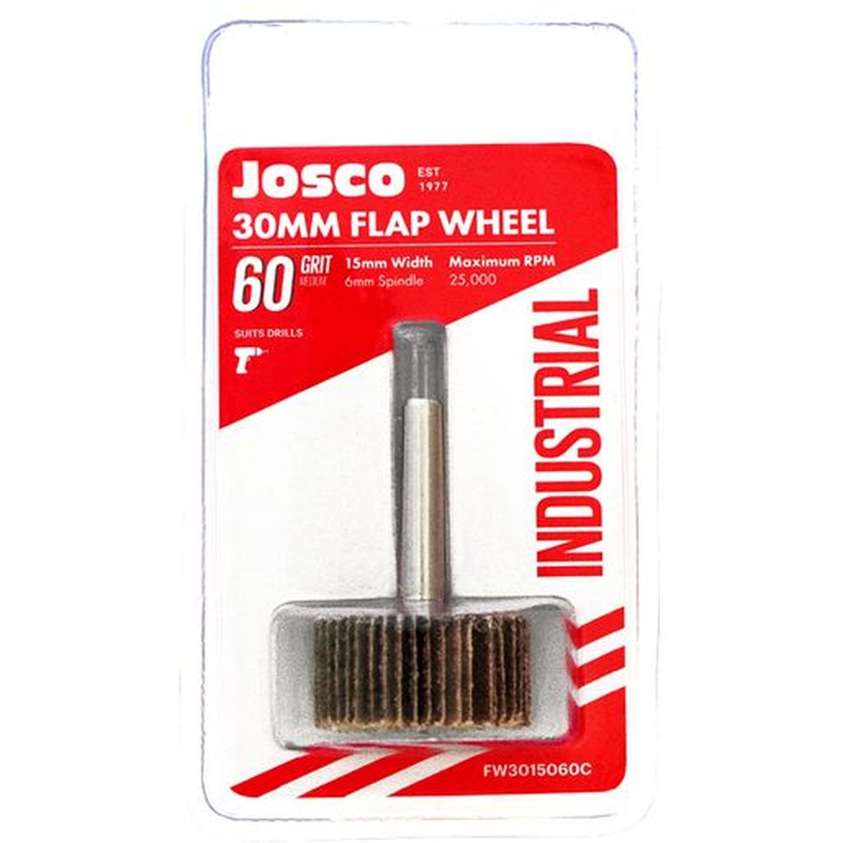 Josco 30mm x 15mm Flap Wheel 60 Grit FW3015060C