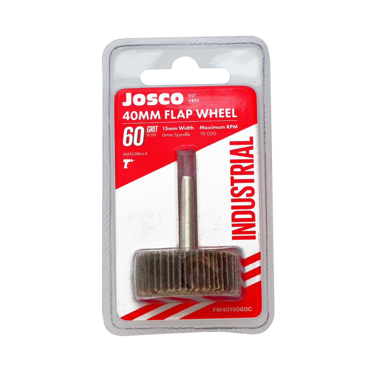 Josco 40mm x 15mm Flap Wheel 60 Grit FW4015060C