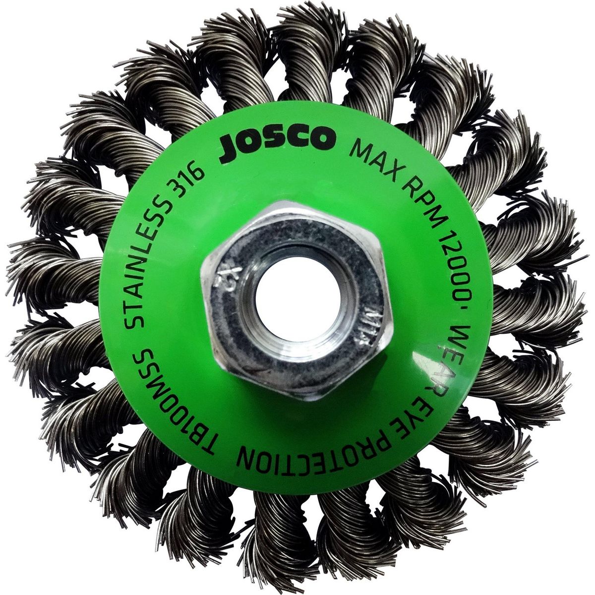 Josco 100mm Twistknot Stainless Steel Bevel Brush TB100MSS