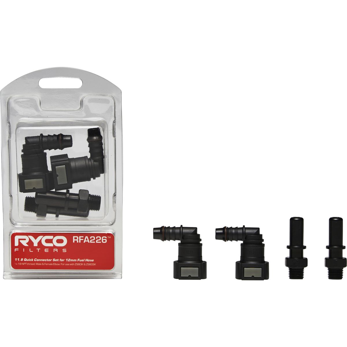 Ryco Quick Connector Fuel Hose 11.8 Twin Pack RFA226
