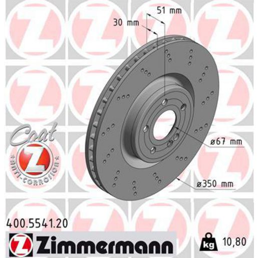Zimmermann OE Coat Z Brake Rotor Single 350mm Front 400.5541.20