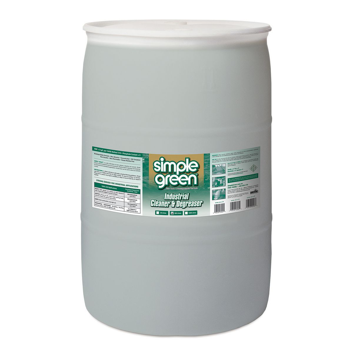 Simple Green Aust Industrial Cleaner Degreaser Deodorizer 208L SG13034