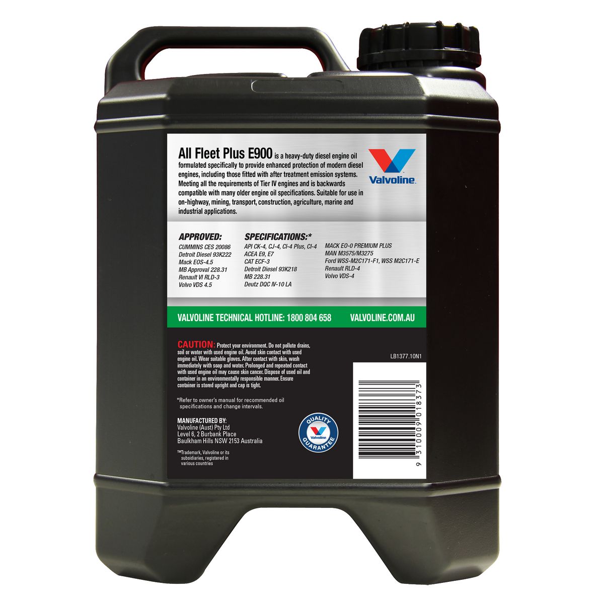 Valvoline Diesel Engine Oil All Fleet Plus E900 15W-40 10L 1377.1