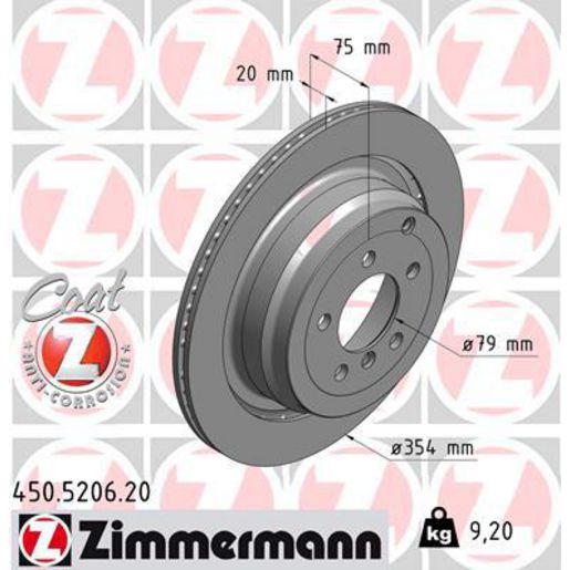 Zimmermann OE Coat Z Brake Rotor Single 352mm Rear 450.5206.20