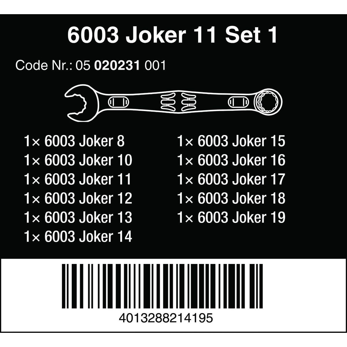 Wera Joker 11 Piece Spanner Set Metric WER020231