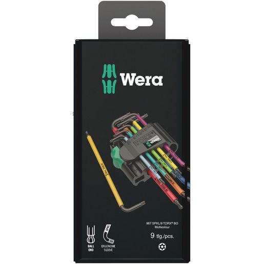 Wera Multicolour Ball End Torx And Security Torx L-Key Set 9 Piece WER073599