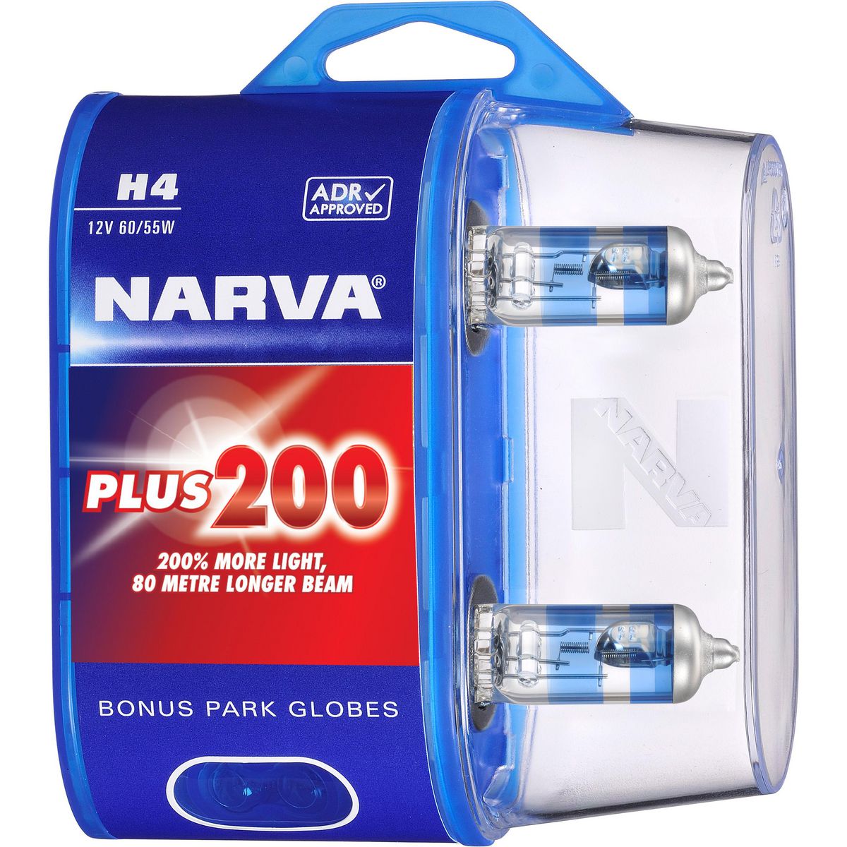 Narva Plus 200 Halogen Performance Globe H4 P43T 12V 60/55W (2Pk) 48392BL2