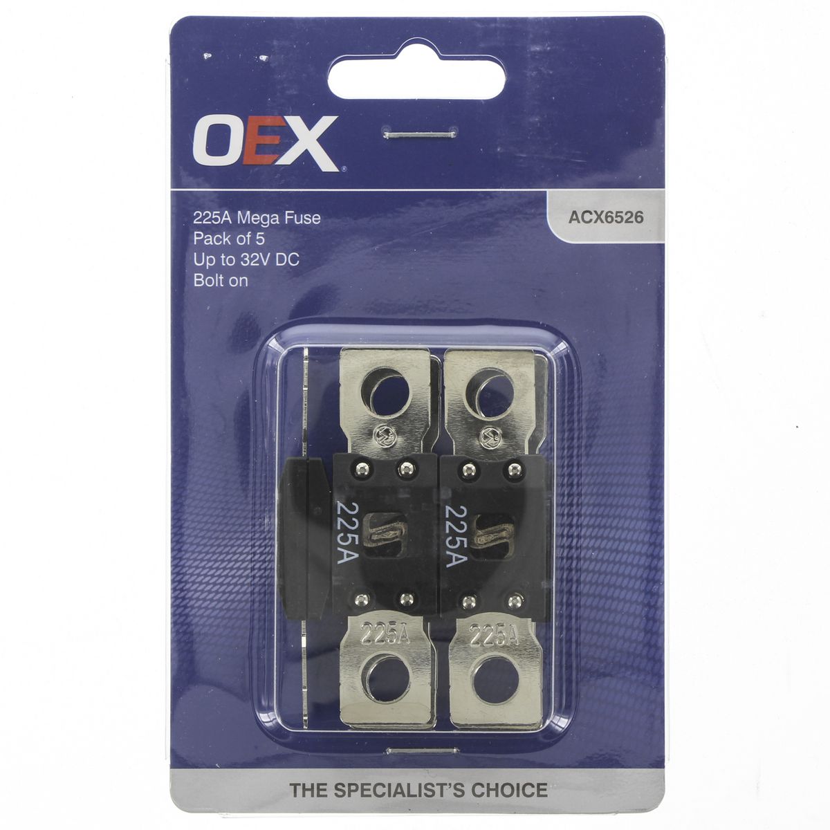 OEX Mega Fuse, 225A Bolt On - Pack Of 5 ACX6526