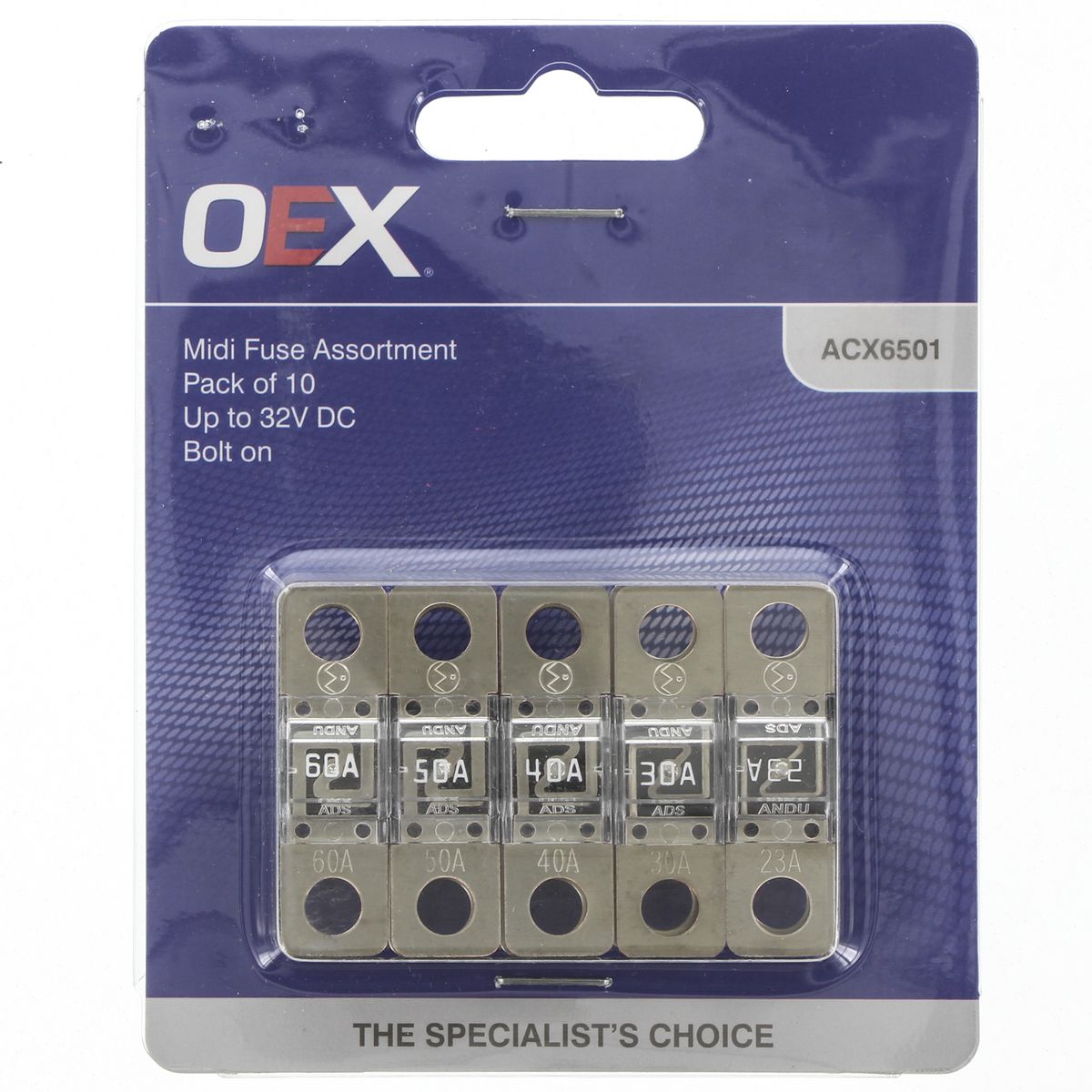 OEX Midi Fuse, Assorted, Bolt On - Pack Of 10 ACX6501