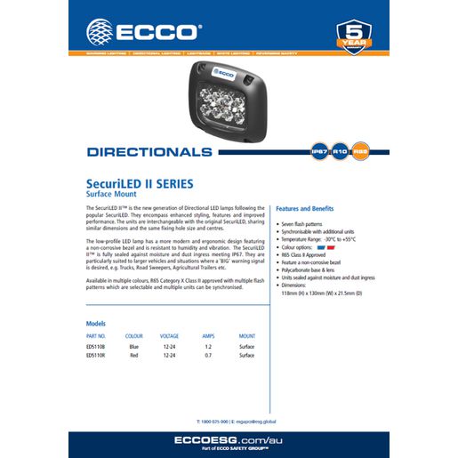 Ecco Securiled Light, Directional, Surface Mount, Blue ED5110B