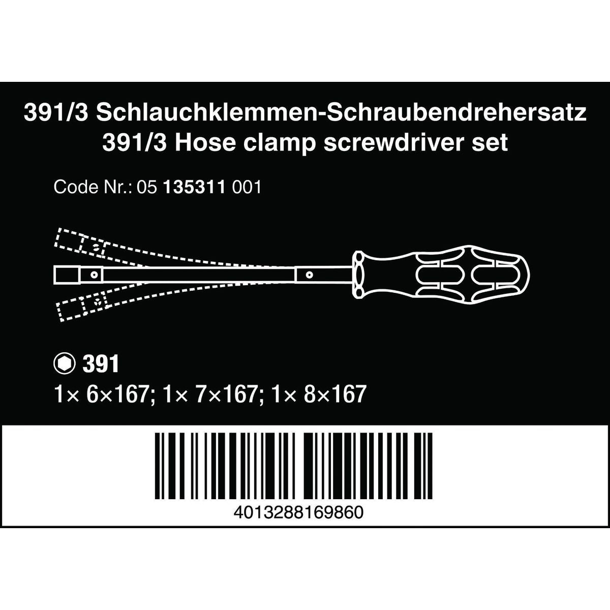 Wera Hose Clamp Screwdriver 3 Piece Set WER135311