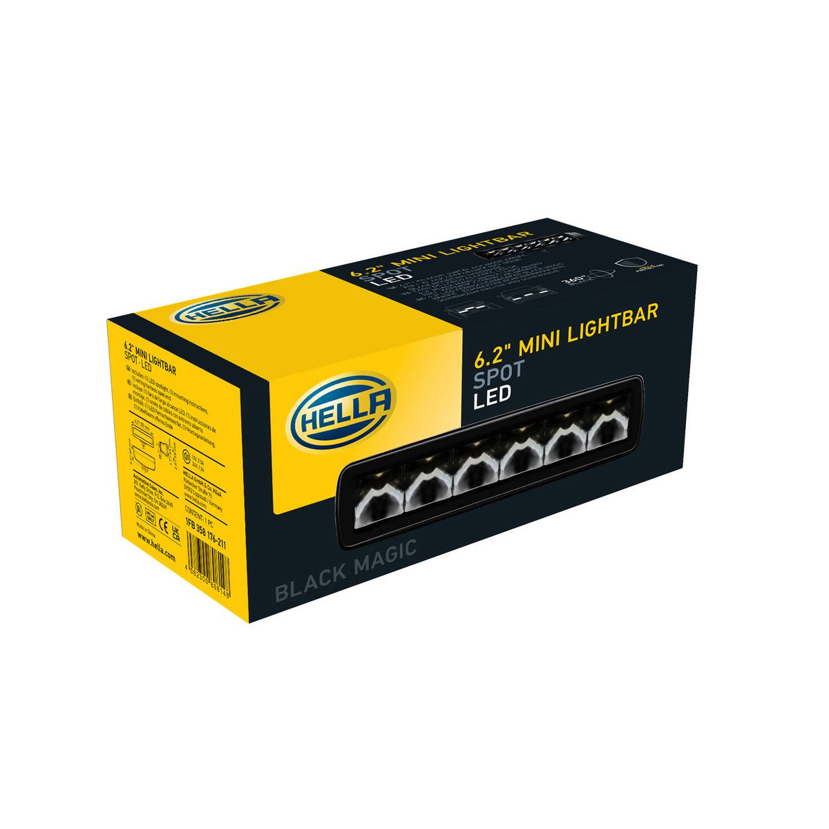 Hella Black Magic 6 LED 6.2 Inch Spot Beam Light Bar 1FB358176211