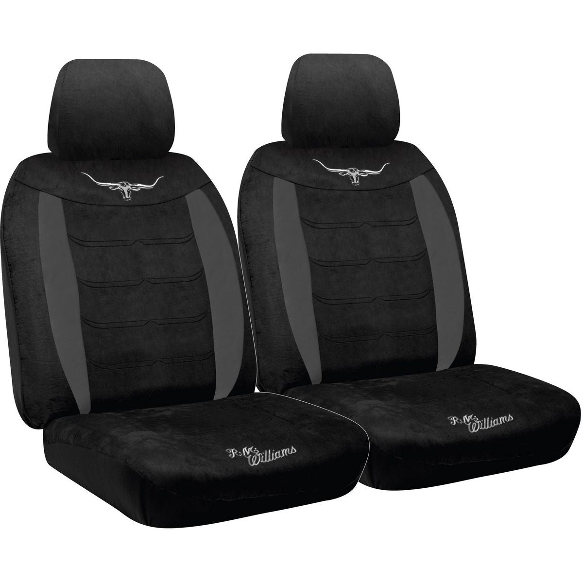 R.M. Williams Front Car Seat Covers Suede Velour Black - Pair VLRMWBXBLK30