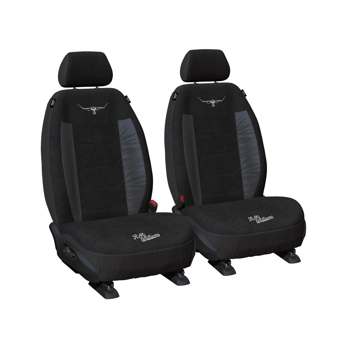 R.M. Williams Front Car Seat Covers Suede Velour Black - Pair VLRMWBXBLK30