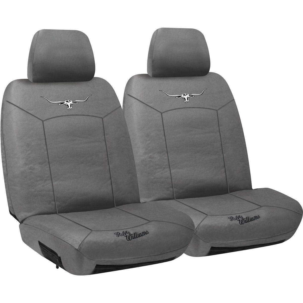 R.M. Williams Front Car Seat Covers Canvas Grey - Pair CVRMWBXGRY30
