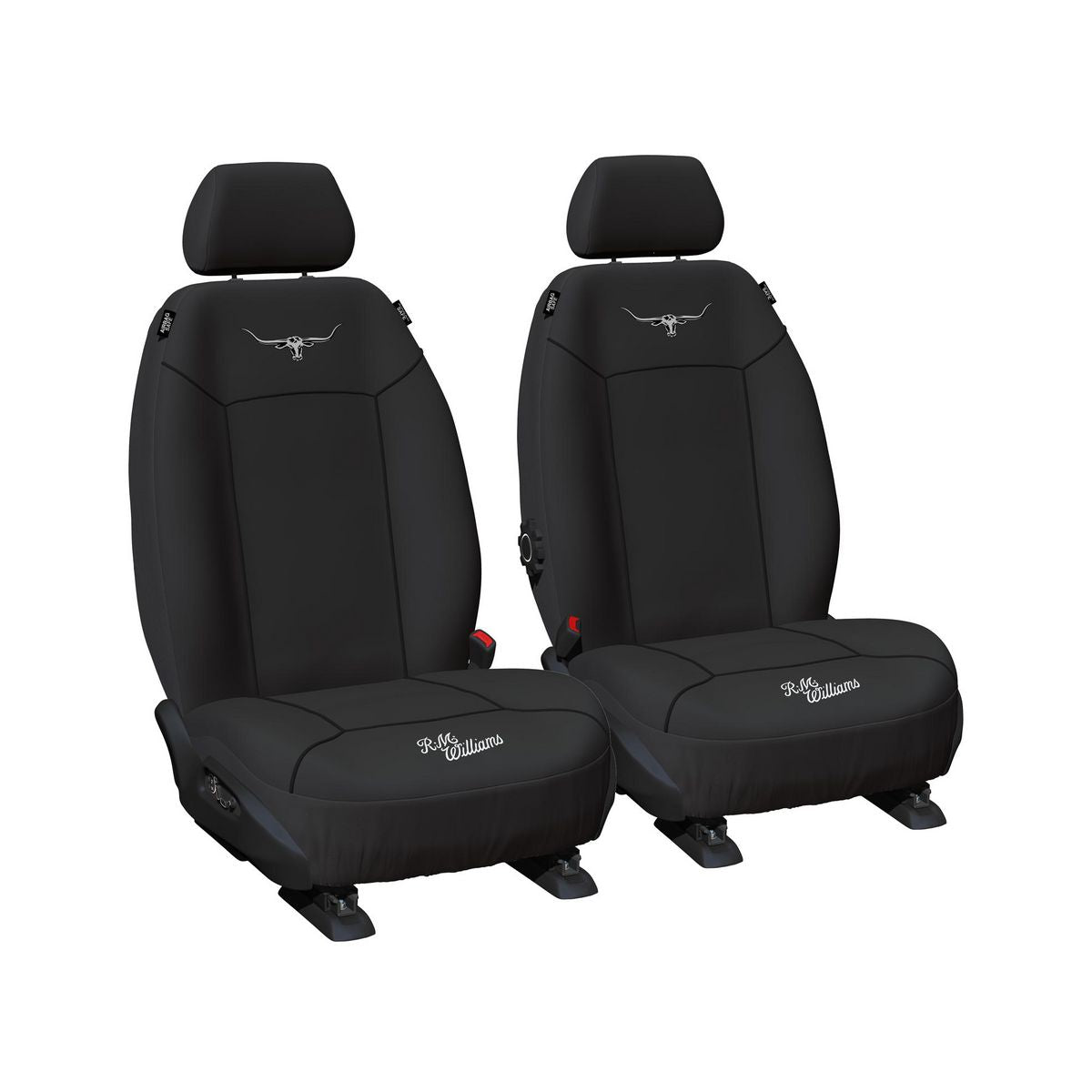 R.M. Williams Front Car Seat Covers Canvas Black - Pair CVRMWBXBLK30