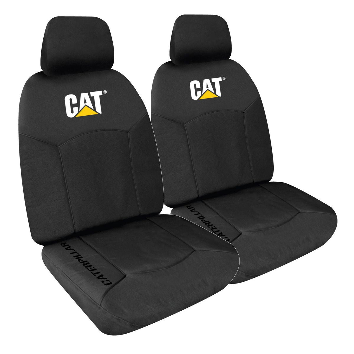Caterpillar Front Car Seat Covers Canvas Black - Pair CVCATBXBLK30