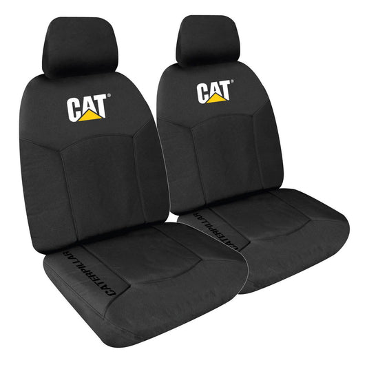 Caterpillar Front Car Seat Covers Canvas Black - Pair CVCATBXBLK30