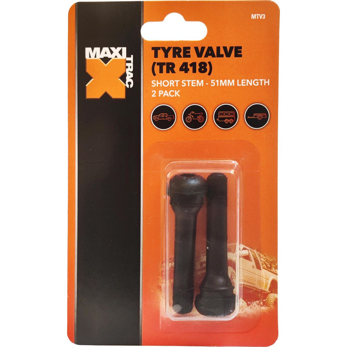 Maxi Trac Long Stem Tyre Valves 2 Pack MTV3