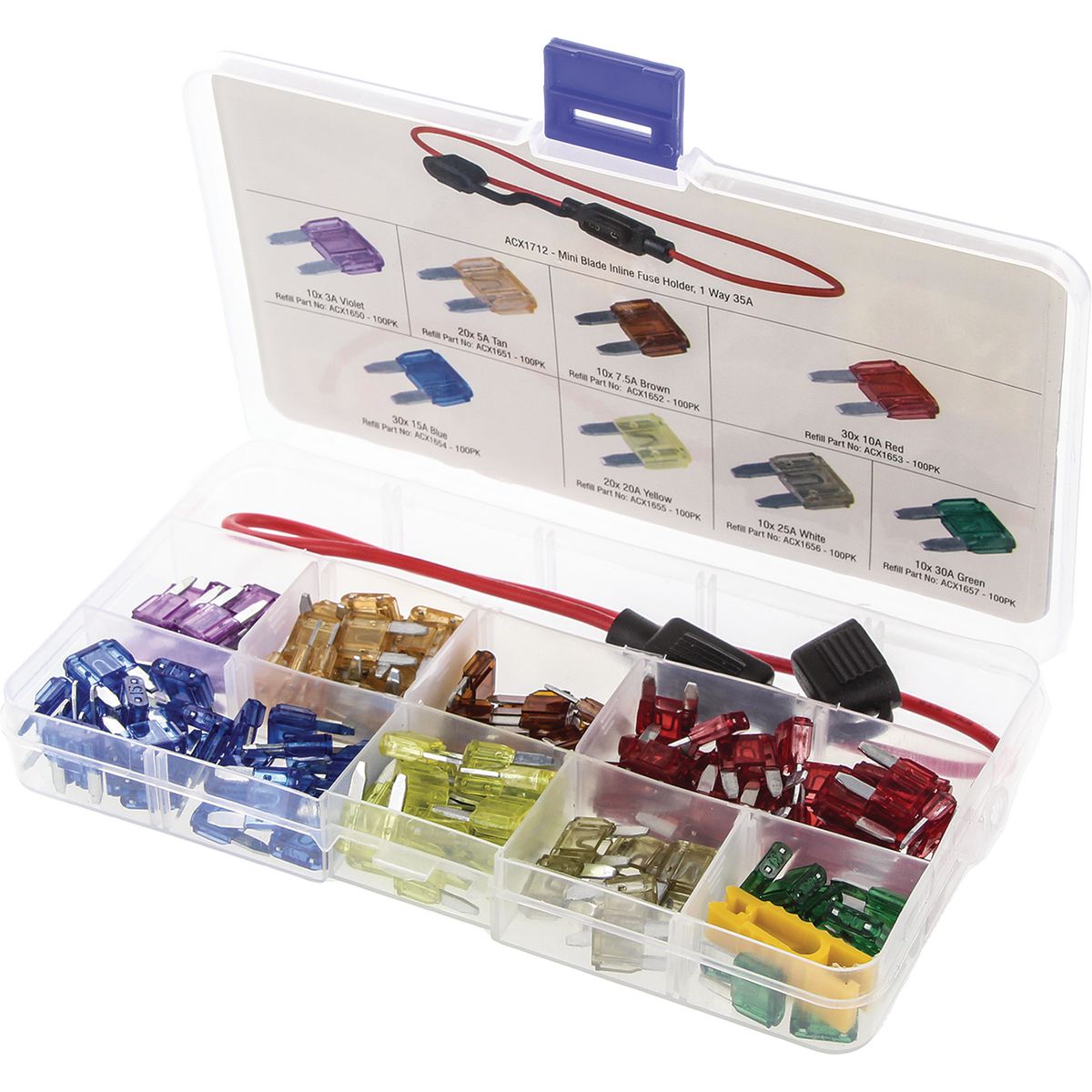 OEX Mini Blade Fuse Assortment Kit - 142 Pieces ACX1736