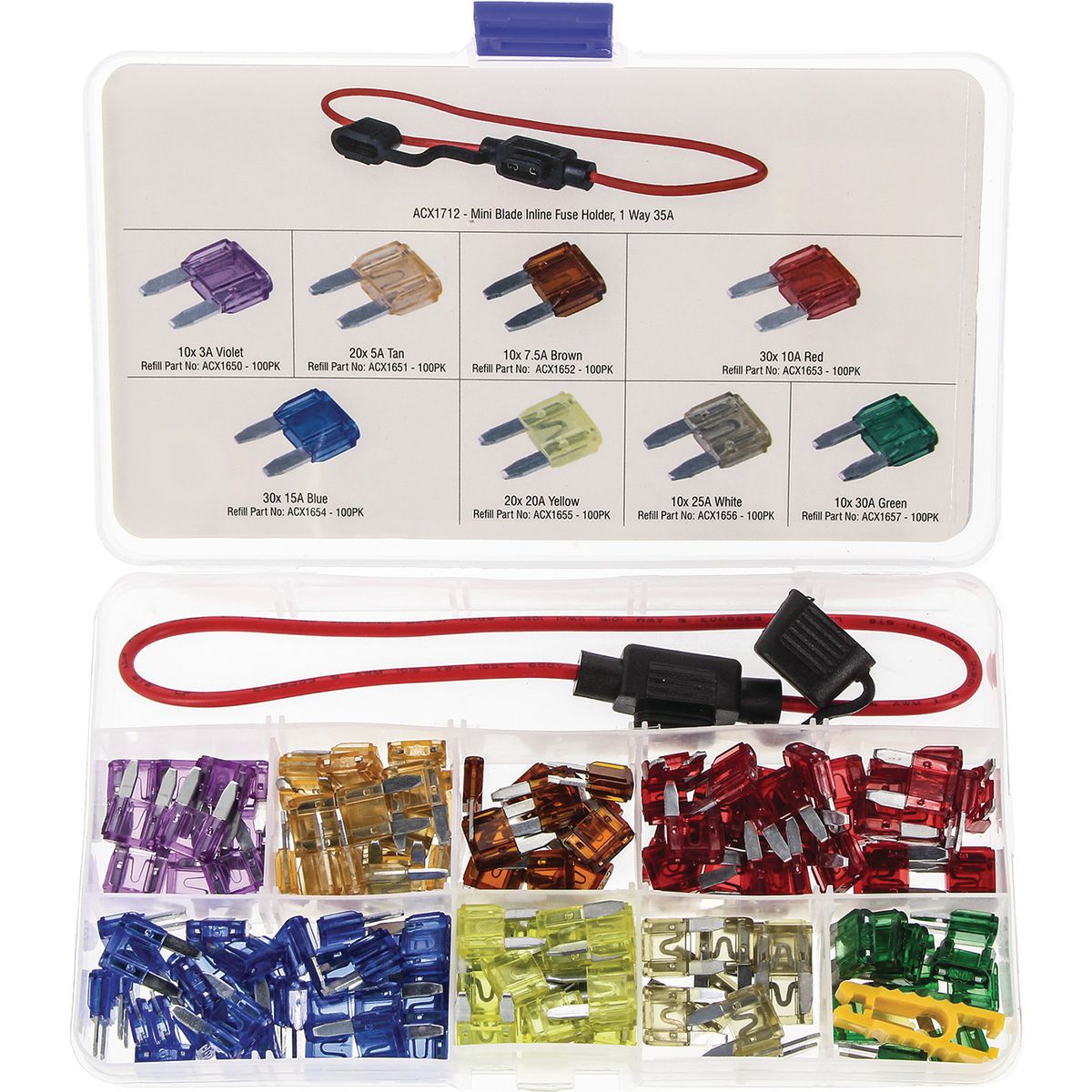 OEX Mini Blade Fuse Assortment Kit - 142 Pieces ACX1736