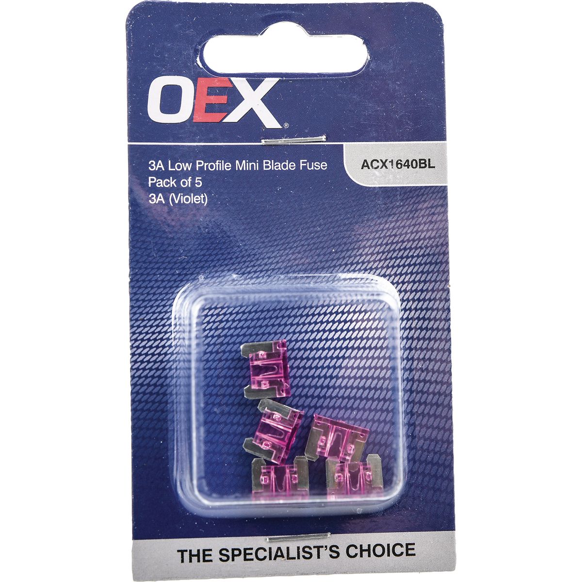 OEX Low Profile Mini Blade Fuse, 3A Violet - Pack Of 5 ACX1640BL
