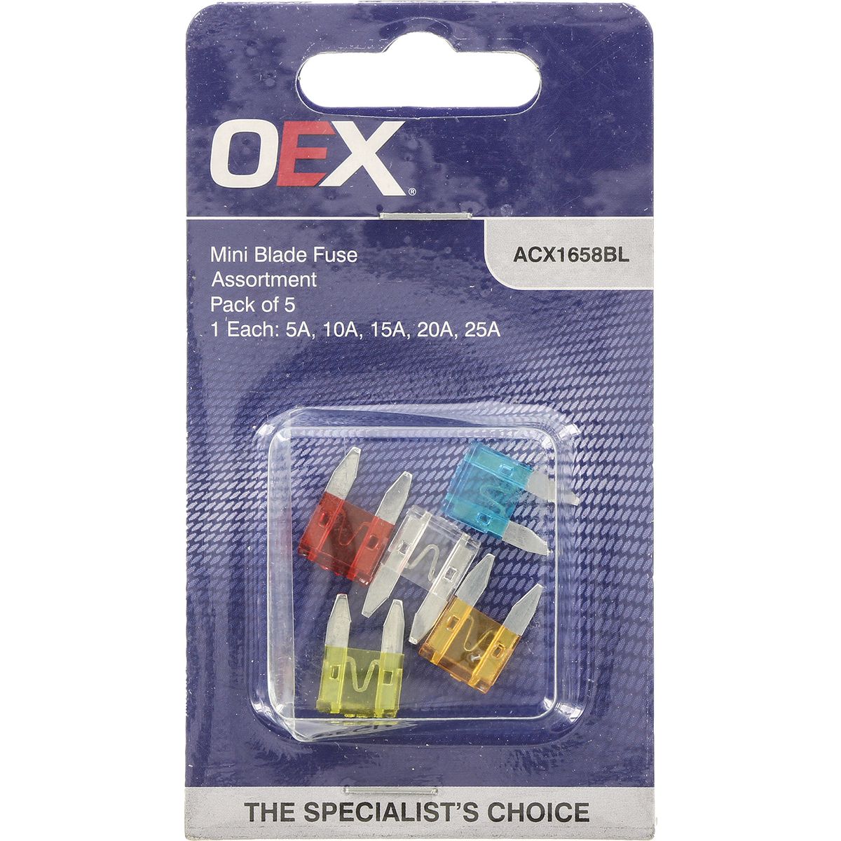 OEX Mini Blade Fuse Assortment - Pack Of 5 ACX1658BL