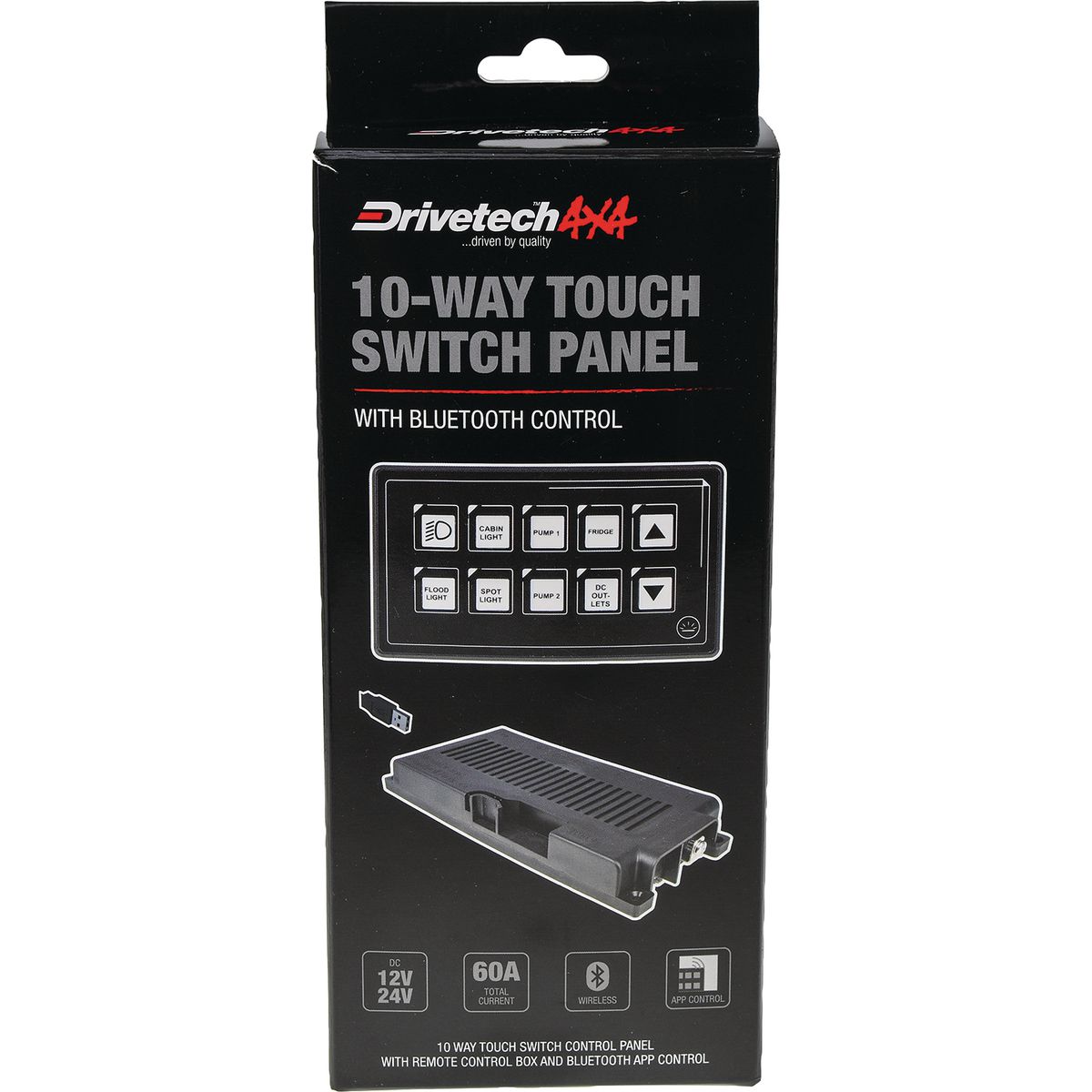 Drivetech 4X4 10-Way Touch Switch Panel With Bluetooth Control DT-SWP10