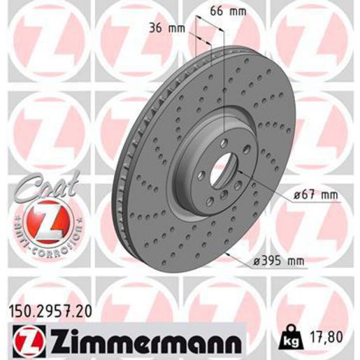 Zimmermann OE Coat Z Brake Rotor Single 395mm Front LH 150.2957.20