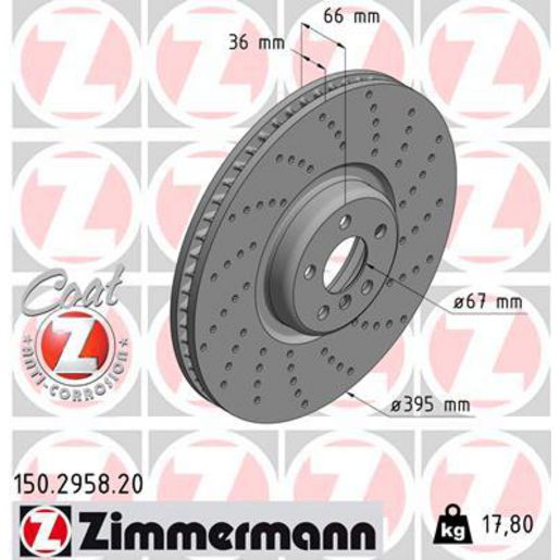 Zimmermann OE Coat Z Brake Rotor Single 395mm Front RH 150.2958.20