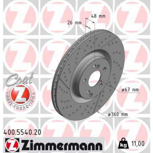 Zimmermann OE Coat Z Brake Rotor Single 360mm Rear 400.5540.20