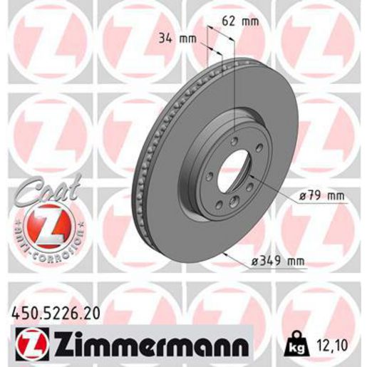 Zimmermann OE Coat Z Brake Rotor Single 349mm Front 450.5226.20