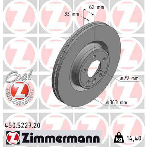 Zimmermann OE Coat Z Brake Rotor Single 363mm Front 450.5227.20