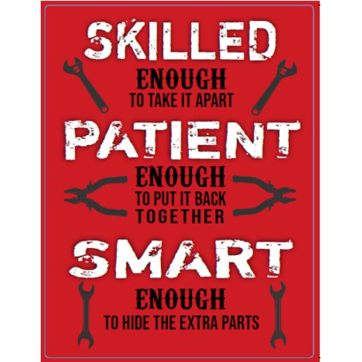 Gear Up Metal Sign - Skilled Patient and Smart RTSGS100-43