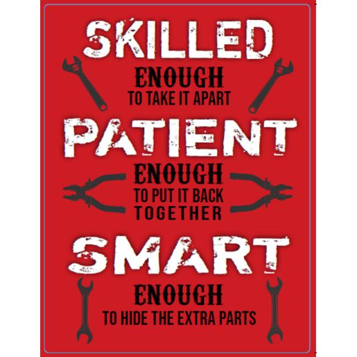 Gear Up Metal Sign - Skilled Patient and Smart RTSGS100-43