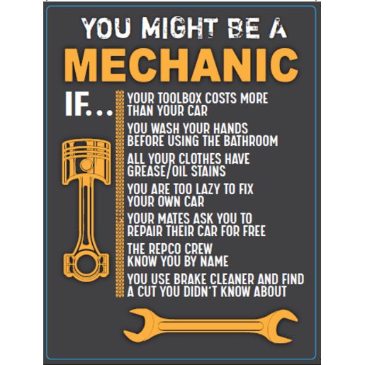 Gv Style Metal Sign - You Might Be A Mechanic If RTSGS100-39
