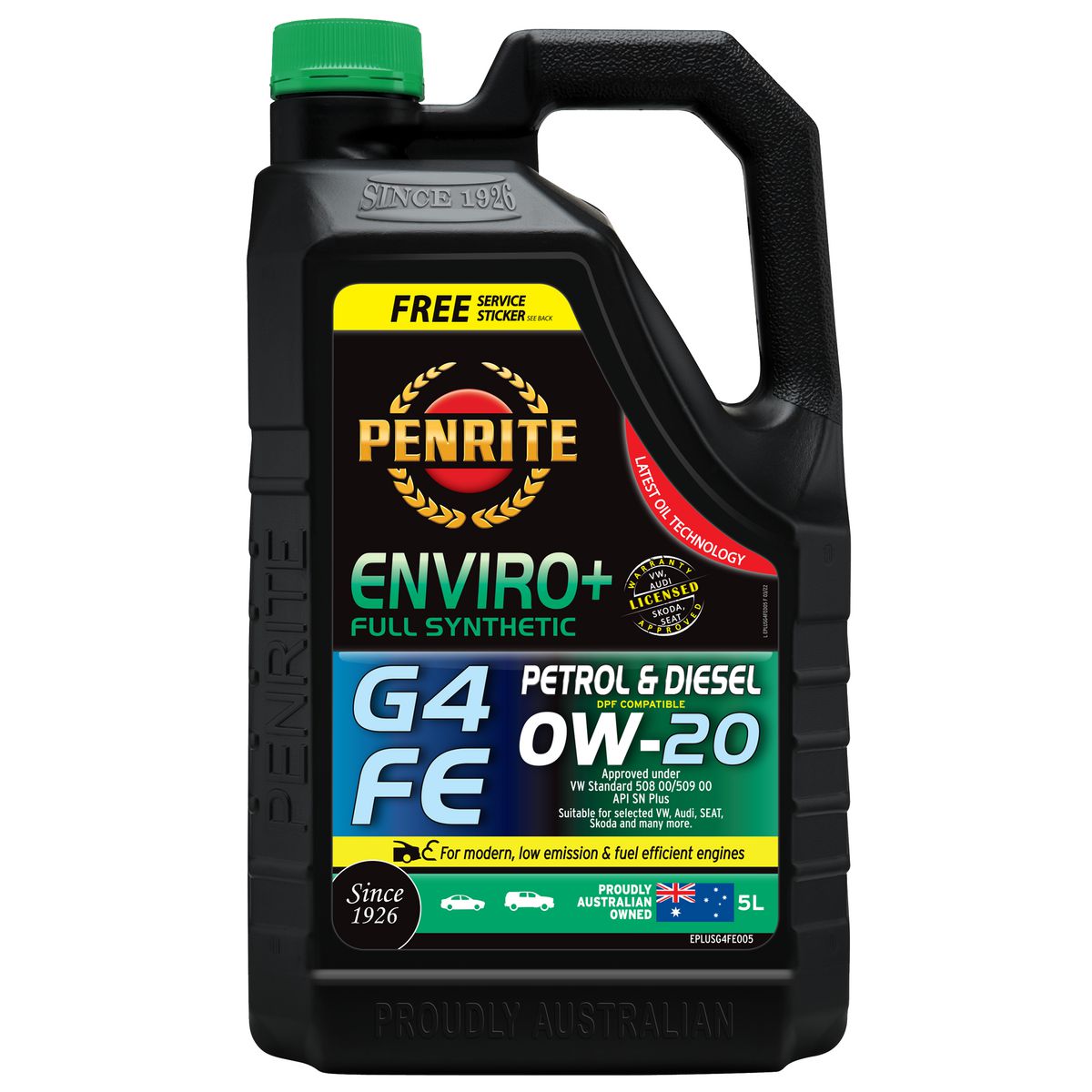Penrite Enviro+ G4 0W-20 Engine Oil 5L EPLUSG4FE005