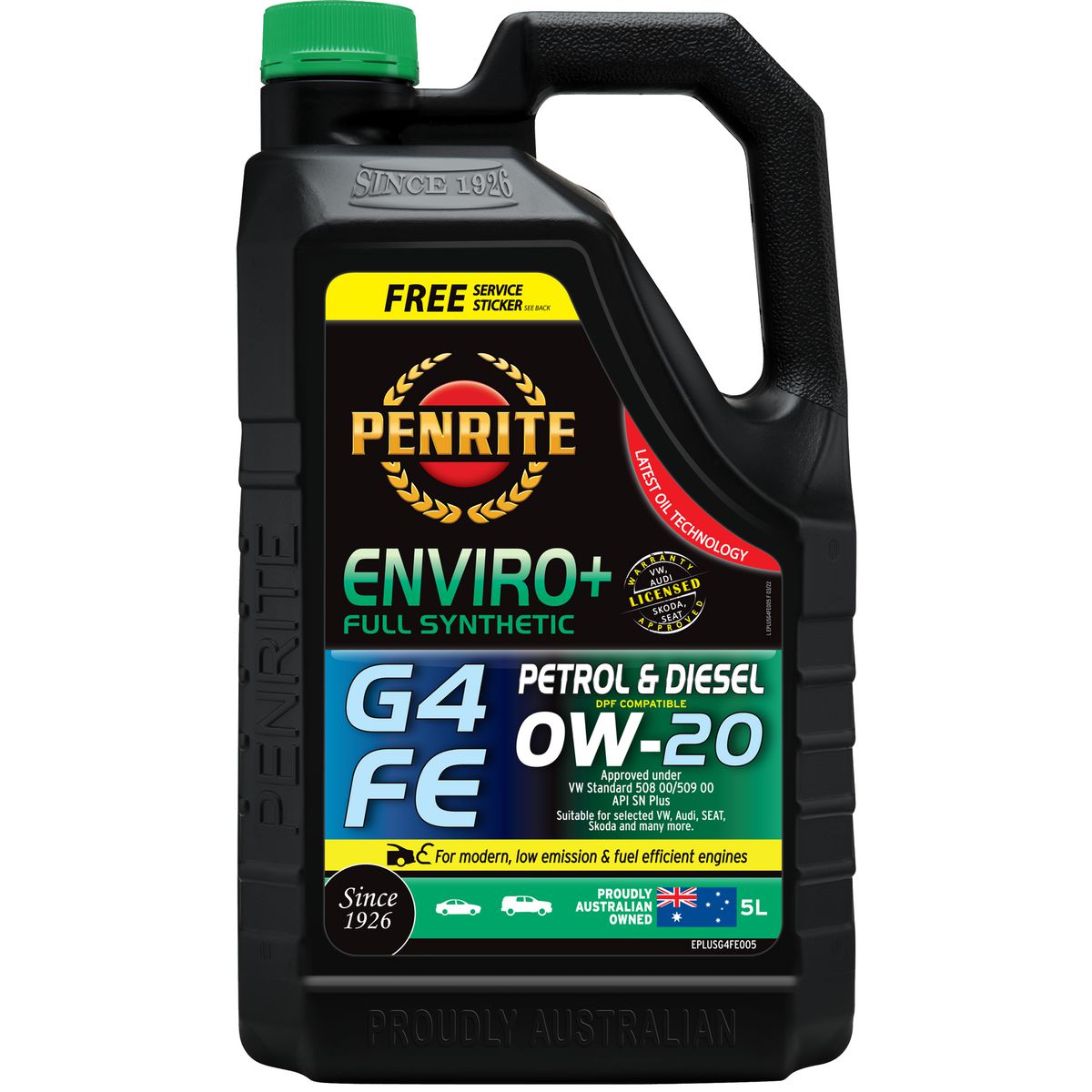 Penrite Enviro+ G4 0W-20 Engine Oil 5L EPLUSG4FE005